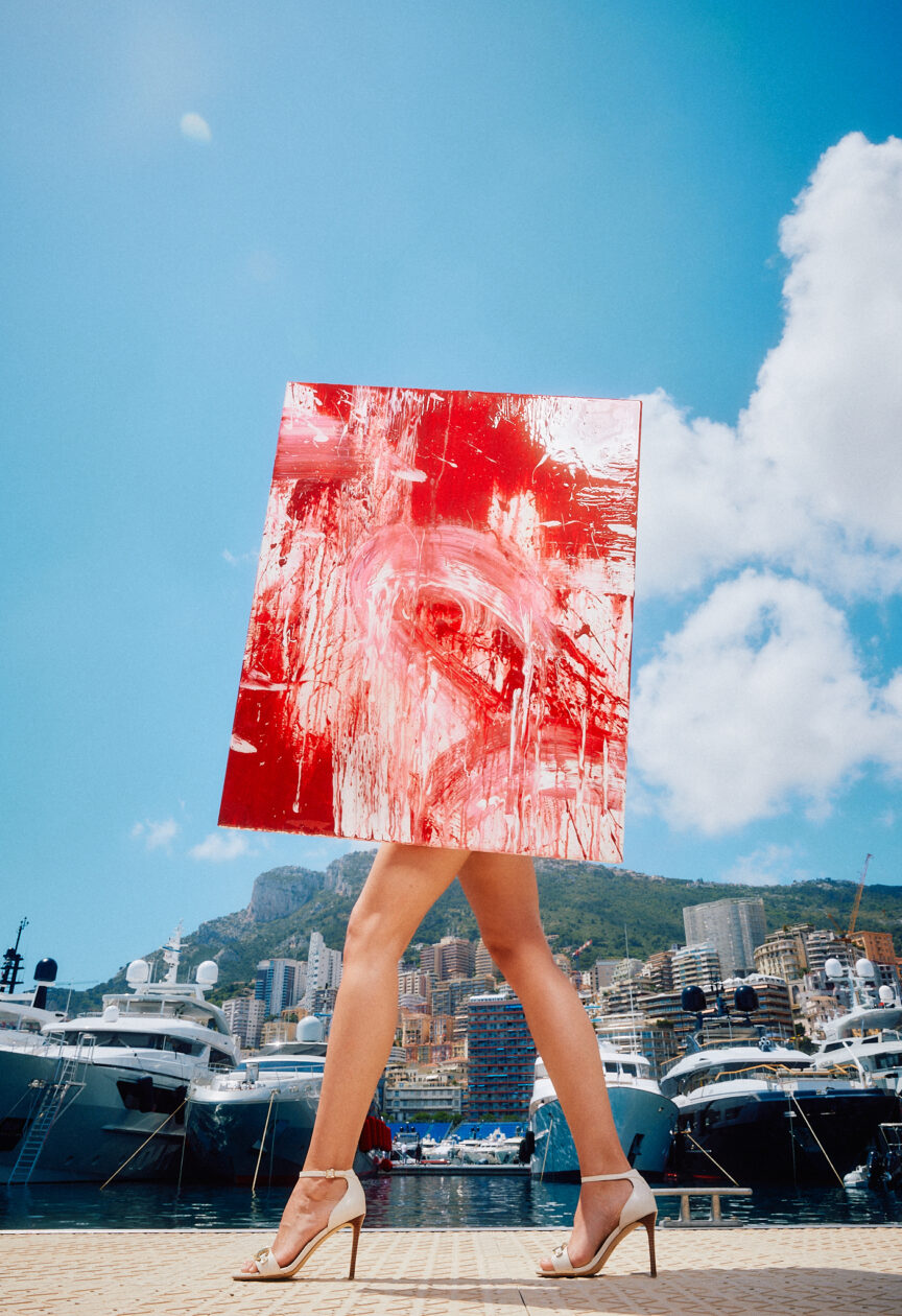 John photographed model Selina Biermann on a yacht in the port of Monte Carlo (during an exhibition by Max Mavior) for L'Officiel Monaco